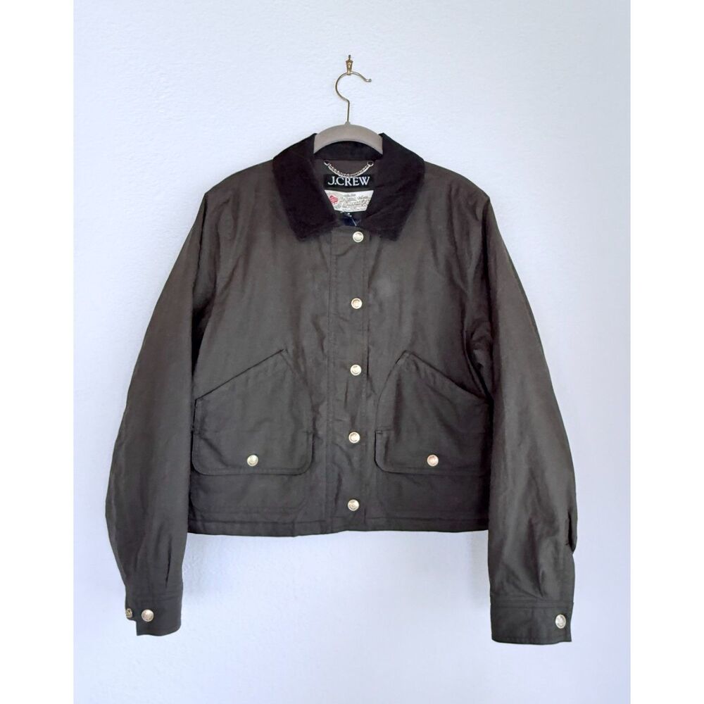 NWT J.Crew Womens Short Barn Jacket in Mossy Brown English Ripstop Cotton Medium - Picture 7 of 15